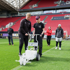 The young people even had a go at line-marking the pitch as they deepened their knowledge of various day-to-day tasks of a groundsperson.