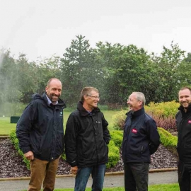 From left to right: Lakes and Greens’ Mark Collins, committee member Peter Mead, Reesink Turfcare’s David Cole and deputy course manager Jamie Melham.