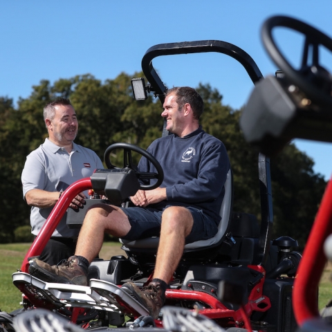 Course manager Mark Ogden, right, with Reesink’s Mike Taylor.