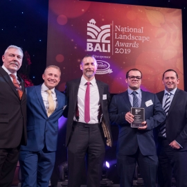 Reesink’s Alastair Rowell, right, presented the award to, from left: Neil Collett, building and technical services manager from CBRE One Snowhill; Stephen Packman, Nurture’s regional manager; Trevor Caplin, Nurture’s contracts manager and Alan Berzi, Nurt