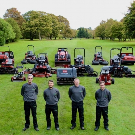 Allerton Manor head greenkeeper Richard Shields, second from left, with greenkeepers Billy Palin, left, and Billy Mangan and Neil Molloy, right.