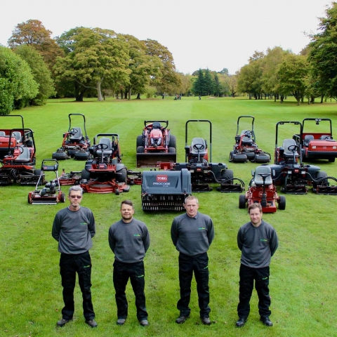 Allerton Manor head greenkeeper Richard Shields, second from left, with greenkeepers Billy Palin, left, and Billy Mangan and Neil Molloy, right.