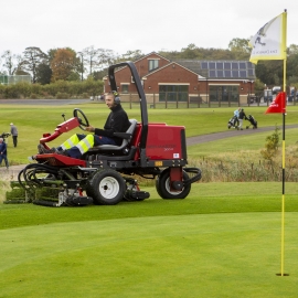 The Reelmaster 3100-D in action around the course.