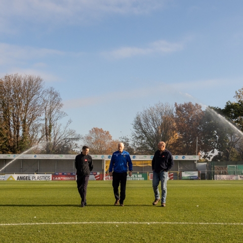 From left: Reesink’s Chris O'Dowd, Sutton United Football Club’s Adrian Barry and AgriPower’s Jerry Anderson.