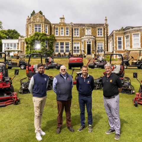 From left: John O’Gaunt’s head PGA professional Tom Simm, Reesink’s Julian Copping, and the club’s course manager Nigel Broadwith and general manager Gordon MacLeod.