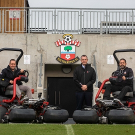 From left, Mark Winder, David Timms and Graeme Mills from Southampton FC., at the Staplewood training ground, Football Development